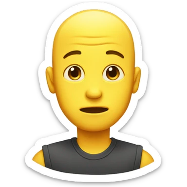 Yellow bald emoji with very big frown and big forehead sticker