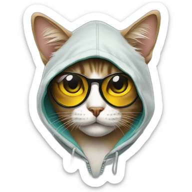 Cat wearing hoodies and sunglasses  sticker