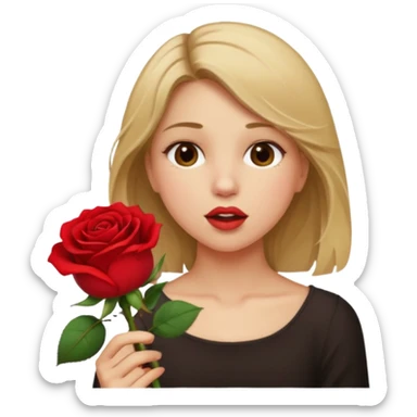 ash Trevino is a fat girl with dirty blonde hair and has a rose in her hand , really fat and a moaning face sticker