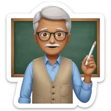 Male Teacher – older man, vest over shirt, glasses, chalk in one hand. sticker