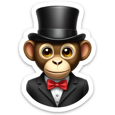 hanging monkey with top hat and bow tie sticker