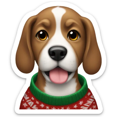 Dog wearing a Christmas sweater  sticker