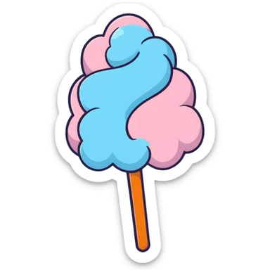 swirly pastel blue cotton candy with sparkling sugar sticker