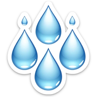 three equally sized droplets stacked on top of each other with two other droplets going outward from the middle droplet sticker