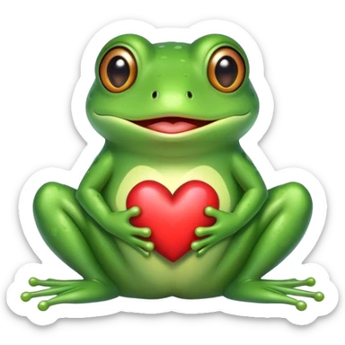 cute frog with a heart sticker