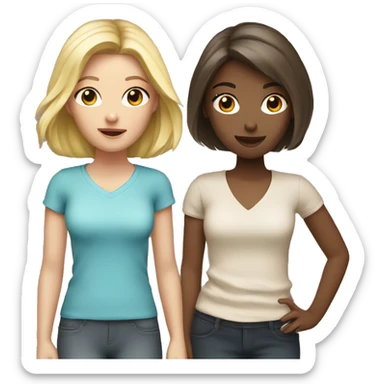 two girls, one blonde the other is brunette wearing cute clothes sticker