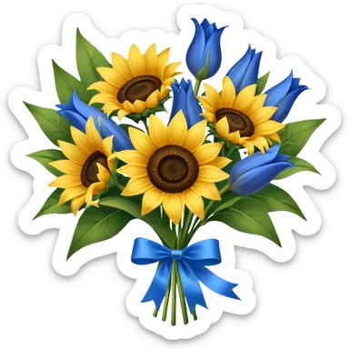 Sunflower and blue Lily bouquet sticker