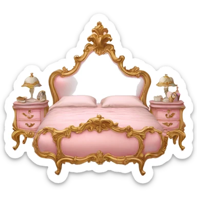 vintage pink and gold rococo bed sticker