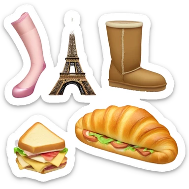 Uggs and croissants and The Eiffel Tower and a sandwich and pointe shoes sticker