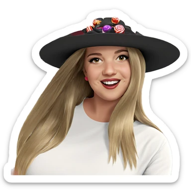 smiling girl with candy sticker