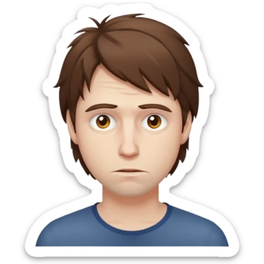 Weak man with disheveled hair sticker