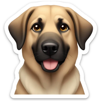 anatolian shepherd tan and black 10 years old girl with ears up sticker