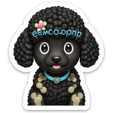 black poodle puppy sticker