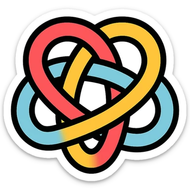 trauma as a tangled knot icon with color and black outlines sticker