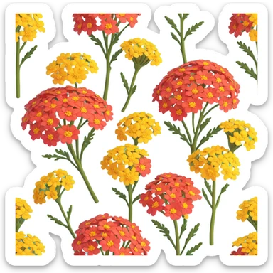 Enhance the yarrow flowers by adding more volume, making them more expressive and realistic while preserving the 3D iOS style. Use soft lighting, smooth shadows, bright colors, and a modern Apple approach. sticker