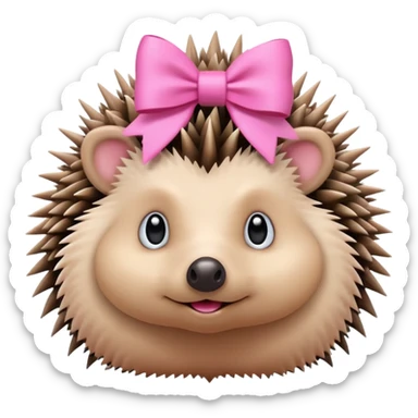 hedgehog with a pink bow sticker