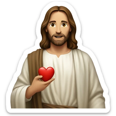 Jesus christ with a heart sticker