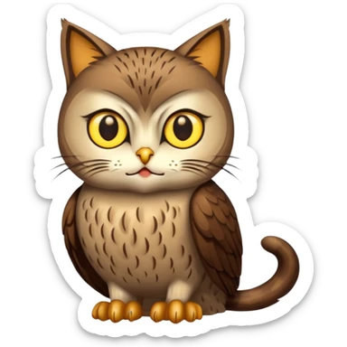 A cat with a owl body sticker