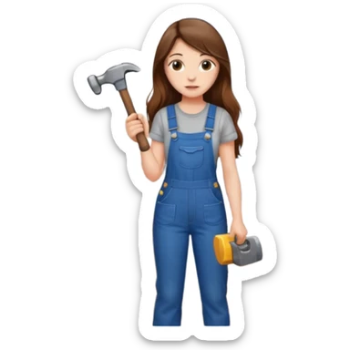 beautiful girl with long brown hair renovating her apartment sticker