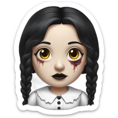 fat zombie wednesday adams hyperrealistic sticker
