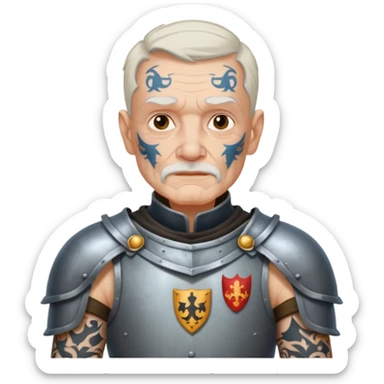 elderly tattooed knight, tattooed shoulder sticker