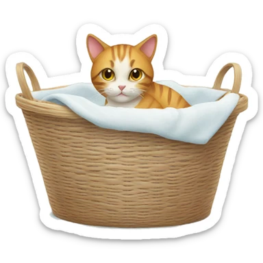 Cat in a laundry basket  sticker