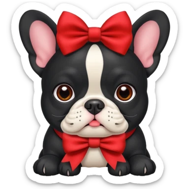 Move it closer No, I meant in black.Make an emoji of a French bulldog and add a bow. sticker