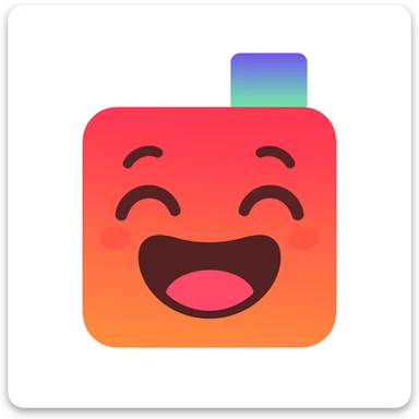 Turn the YumChat icon into a cute laughing emoji character, joyful and energetic, keeping the original colors and shape, in a cute emoji style. sticker