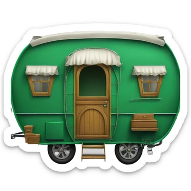 Realistic emerald green vintage round gypsy caravan wagon camper sticker