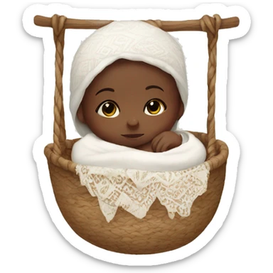 white newborn in boho cradle sticker