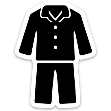 A cozy pajama set, solid black and white sticker