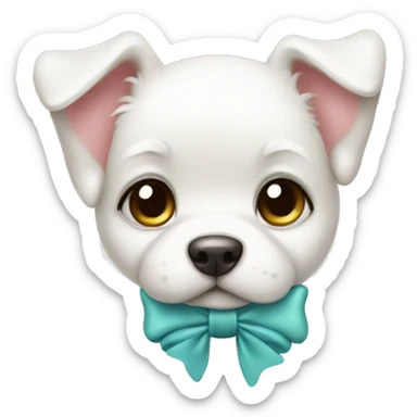 Cute white puppy with bow sticker