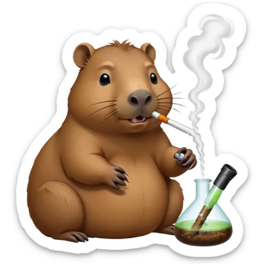 A cabybara smoking out of a bong sticker