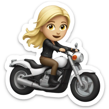 Blonde girl riding a motorcycle  sticker