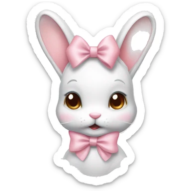 Coquette bunny with light pink pastel bow sticker