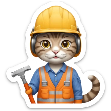 cat, handyman Outfit, wearing a Helmet sticker