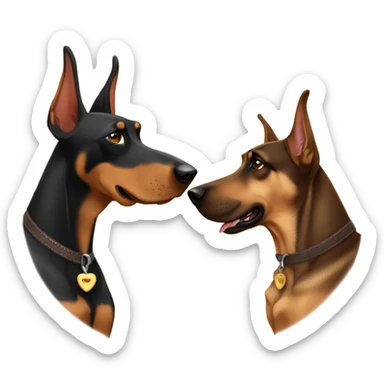 Brown Doberman and German Shepard saying good morning sticker