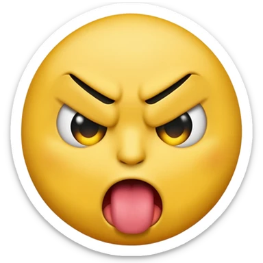 create a stadard yellow emoji sticking their tongue out angrily sticker
