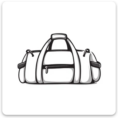 hand-drawn doodle style gym bag, sketchy black lines, no fill sticker