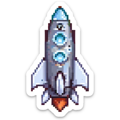 retro rocket ship sticker