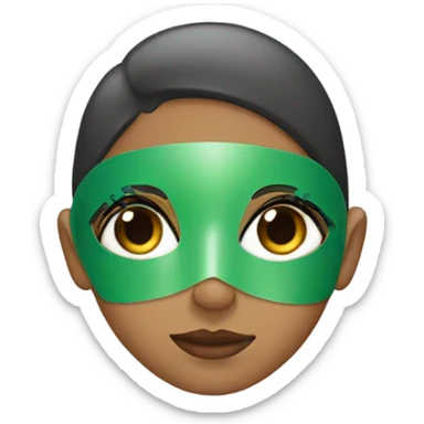 Girl with long lashes, green facemask sticker