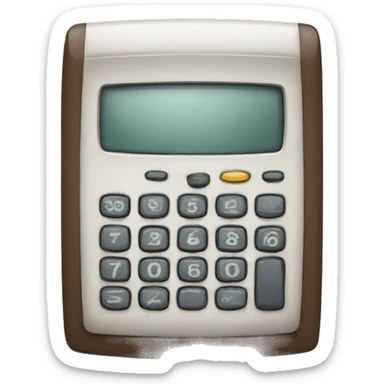 old calculator with a beard sticker