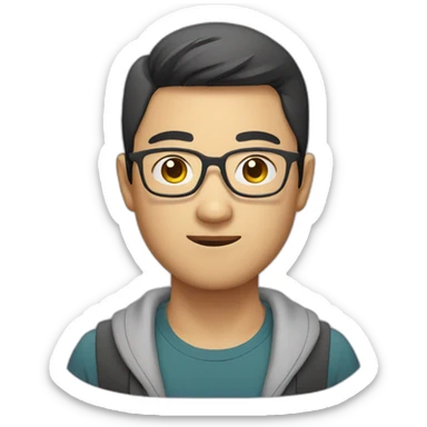 round faced asian male avatar with glasses and light beard sticker