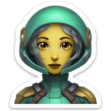 alien captain futuristic roguelike rpg style inspired by slay thee spire sticker