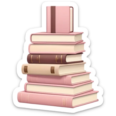 aesthetic book stack beige and light pink sticker