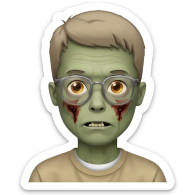 zumbi masculino, óculos fino, cabelo baixo sticker