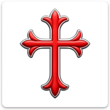 Add a silver outline with metallic shine to the chrome hearts cross in red, keeping the apple emoji style with its characteristic look and feel. sticker