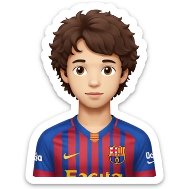 Joao Felix wearing a club barça jersey with brown fluffy hair sticker