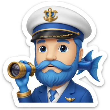bearded fish ship captain sticker