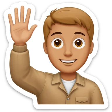 casual portrait of a guy waiving hello  sticker